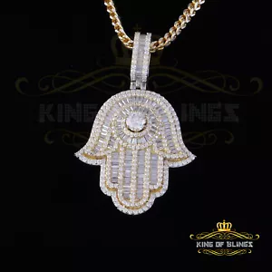 Baggutte 8,0ct VVS D Moissanitgelb silber Charm Hamsa Anhänger Herren & Frauen - Bild 1 von 12