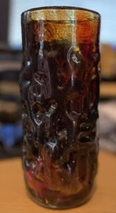 Mdina 'Tortoise shell' Brown Glass Textured Vase - Nice Condition SIGNED - Picture 1 of 4