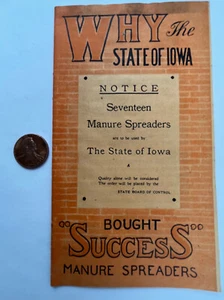 1905 Why The State Iowa Bought Success Manure Spreaders Kemp & Burpee Syracuse - Picture 1 of 9