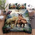 Dinosaur Species Jurassic Quilt Duvet Cover Set Kids Pillowcase Bedclothes