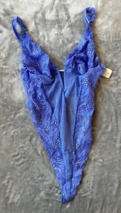 Vintage Vanity Fair Lace Teddy Nightie Womens M Blue Lingerie Intimates Couqette - Picture 1 of 7