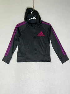 Adidas Black Activewear Track Hooded Jacket Full Zip Up Logo Kids Size Large 14 - Picture 1 of 6