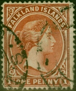 Falkland Islands 1894 1d Orange-Brown SG20 Fine Used - Picture 1 of 1