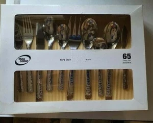 RARE UNIQUE VTG HAMMERED Stainless FlatwareThe Cellar 65 Piece Set Serves 12 NIB - Picture 1 of 5