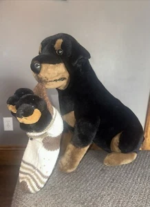 E&J Prima Classic Huge Large Realistic Rottweiler Dog With Puppies Plush Toy - Picture 1 of 9