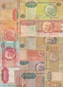 Angola, (lote de 9) emisión antigua, billetes con fallas/daños, A1 - Imagen 1 de 2