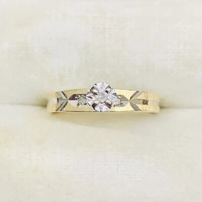 0.05Ct 14k Yellow Gold Diamond Anniversary Engagement Wedding Ring Band Size 5.5 - Image 1 of 4
