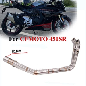 Tubo de escape de enlace delantero 51 mm antideslizante para moto CFMOTO 450SR 450SSS - Imagen 1 de 7