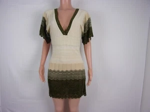 I.D.F. Vestido Pullover Manga Corta TALLA: L BEIGE/VERDE OSCURO - Imagen 1 de 4