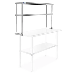 Stainless Steel Commercial Wide Double Overshelf - 48" x 12" - for Prep Table - Picture 1 of 5