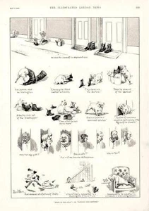 Boots at the Swan - Dog chewing on Boots, Shoes - Satire - Louis Wain - 1890 - Picture 1 of 3