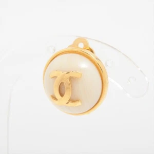 Authentic CHANEL Coco Mark 207 Clip-on Earring GP × Faux Pearl Gold As is - Picture 1 of 5