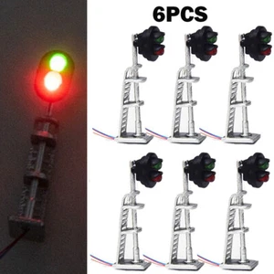 6PC Model Railroad HO 1:87 Track Signals 2-LEDs Green Red Block Lights Lamp - Picture 1 of 6