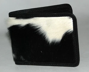 Cow hide Leather Men/Gent Purse Luxury HAIR ON Leather Card Holder Wallet-104 - Picture 1 of 3