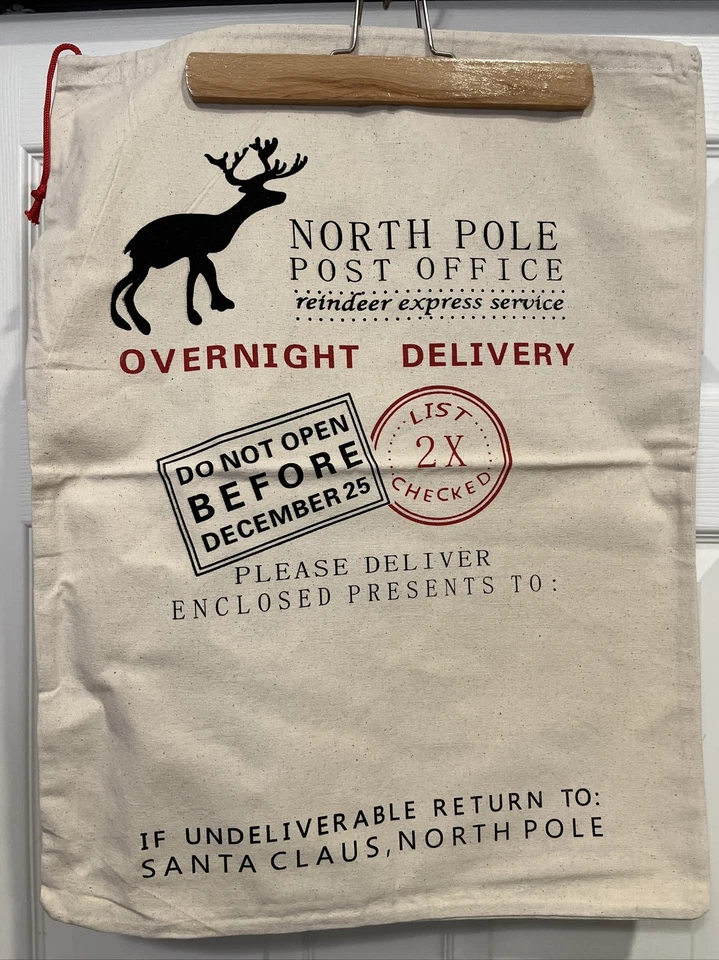 2 Sacos de Papá Noel en Blanco 18.5"x24.5" Bolso de Navidad Tamaño Grande con Estilo de Cordón Foto 1 de 1