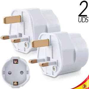 2 Schuko Adapter Plug EU European to UK English Ireland Shucko 2500W - Picture 1 of 5