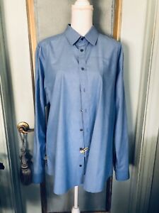 Authentic Gucci Blue Button Down Long Sleeve Shirt Size 46/18