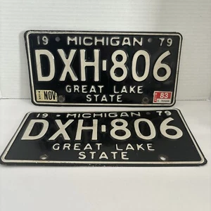 Vtg 1979 Michigan Auto License Plates Pair Decor DXH-806 - Picture 1 of 9