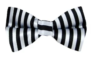 Boy's Black & Silver Striped Pre-Tied Woven Bowtie Weddings Formals - NWT - Picture 1 of 1