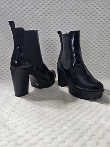 Seychelles Gracie Patent Leather Platform Heeled Boots 7.5 M - Picture 1 of 9