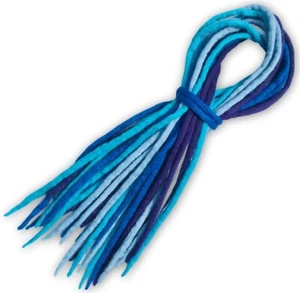 Handmade Blue Wool Dreadlocks - Double Ended Merino 4 Colour Dread Extensions - Picture 1 of 6