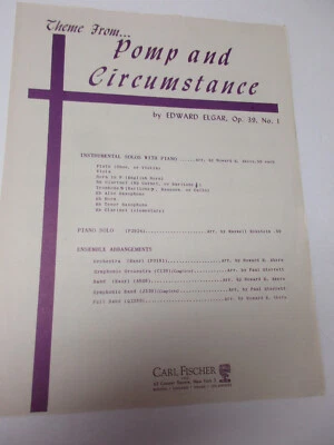 Edward Elgar Theme from Pomp & Circumstance Clarinet Cornet Baritone Sheet Music - Image 1 of 4