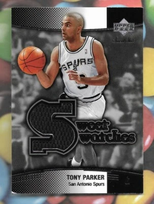 TONY PARKER 2003-04 CUBIERTA SUPERIOR SP JUEGO USADO CAMISETA RELIQUIA #SW-TP NBA HOF SPURS Foto 1 de 2