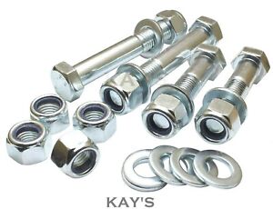 M8 BOLTS WITH NYLOC NUTS & WASHERS 8.8 HIGH TENSILE PART THREADED ZINC PLATED