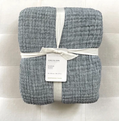 Pottery Barn CLOUD COTTON LINEN Blanket King/California King ~Steel Blue~ NWT - Image 1 of 2