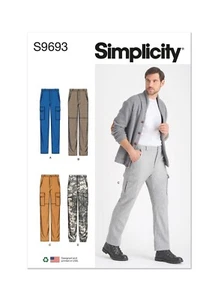 SIMPLICITY 9693 MEN'S CARGO PANTS Sewing Pattern Sizes 34-42 & 44-52 Skill: AVE - Picture 1 of 8