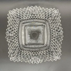 Anchor Hocking Wexford Clear Pressed Glass Square Candy Nut Dish Bowl 6.5” - Picture 1 of 8