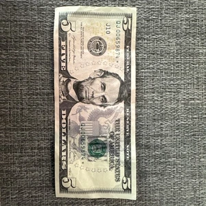 2021 $5 Star Note Plus Straight 4 through 9 Serial Number QJ00659874 circulated  - Picture 1 of 2