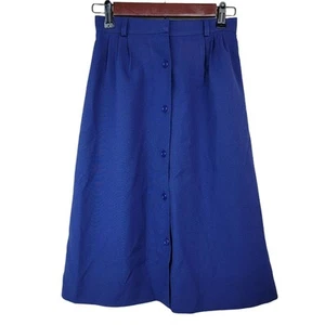 VTG 70s Bobbie Brooks Skirt Womens Sz XS 0 Blue A Line Button Front Knee Union - Photo 1/6