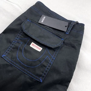 True Religion Cargohose tiefschwarz blaue Nähte Herren 36 x 32 159 $ - Bild 1 von 8
