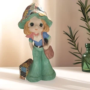 Vintage 1970’s Big eyed Hippie Flower Power Girl Bank/Figurine Ceramic 5x10 - Picture 1 of 8