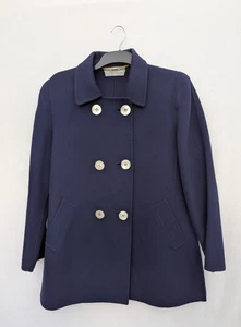 Vintage Raffaella Curiel Mantel Damen UK 12 14 Wolle Kaschmir Jacke Erbse Preppy Smart - Bild 1 von 8