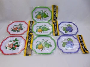 14 Pcs Vtg KMART Lemon Grape Strawberry Metal Snack Trays Lot NOS - Picture 1 of 11