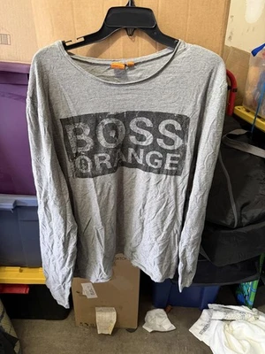 Hugo Boss Naranja Hombre Camisa Manga Larga Gris XXL Informal Gráfico Logo Camiseta Foto 1 de 4