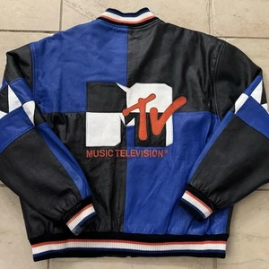 Vintage MTV TV Show Promo Color Block Leather Jacket Size XXL 2XL - Picture 1 of 2