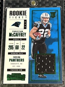 Panini NFL Christian McCaffrey Rookie Ticket Patch Contenders Player-worn Green - Bild 1 von 2