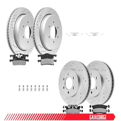 Front Rear Drilled Slotted Brake Rotors Ceramic Pads for 03-06 Lincoln Navigator Foto 1 de 4