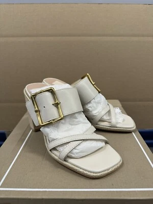 Dolce Vita Onnie Heeled Sandals Gold Buckle Size 8M Sand Leather NEW - Image 1 of 4