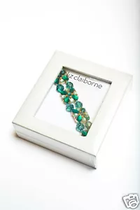 Bracciale elastico Liz Claiborne tono oro invidia perline verdi firmato nuovo prezzo al pubblico $48,00 - Foto 1 di 2