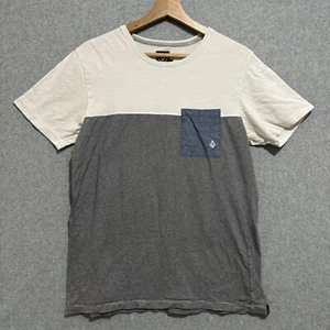 VOLCOM T-Shirt Mens Size Small S Pocket Logo Two Tone Stripe Cotton Casual - Picture 1 of 7