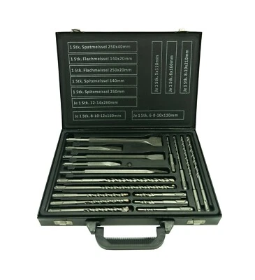 CF TECHNIK GMBH SDS PLUS Hammerbohrer + Meißel SET 17-teilig SDS+ Profisortiment im Metallkoffer
