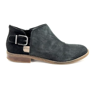 Womens 10 M Clarks Camzin Angie Ankle Boots Booties Black Suede Snake Print - Picture 1 of 12