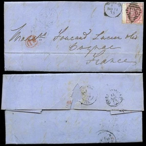 GB QV IRELAND to FRANCE 1875 THREEPENCE Plate 18 II - Bild 1 von 1