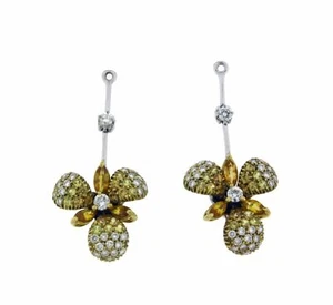 Stefan Hafner 18k Diamond And Citrine Studs Earrings Jacket / Charm - Picture 1 of 3