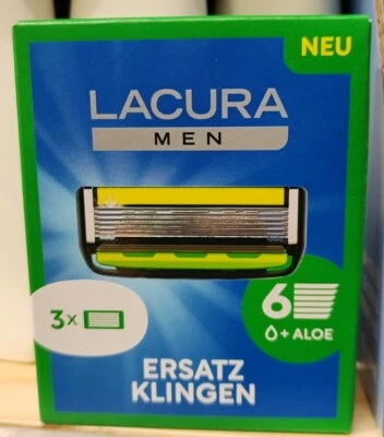 Lacura Men Ersatz Klingen für 6-Klingen-Rasierer Herren Nassrasierer - 3 er pack