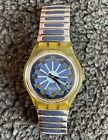 Hipster Swatch Watch - AG 1991 Vintage  - Clear case with Metal Strap